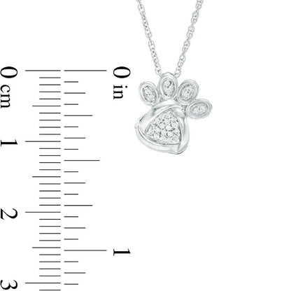 0.05 CT. T.W. Natural Diamond Love Knot Dog Paw Print Pendant in Sterling Silver