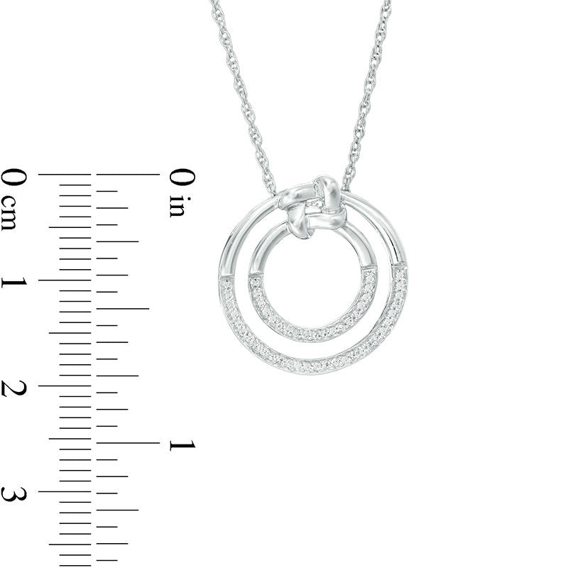 0.1 CT. T.W. Natural Diamond Love Knot Double Circle Pendant in Sterling Silver