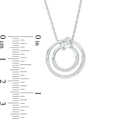 0.1 CT. T.W. Natural Diamond Love Knot Double Circle Pendant in Sterling Silver