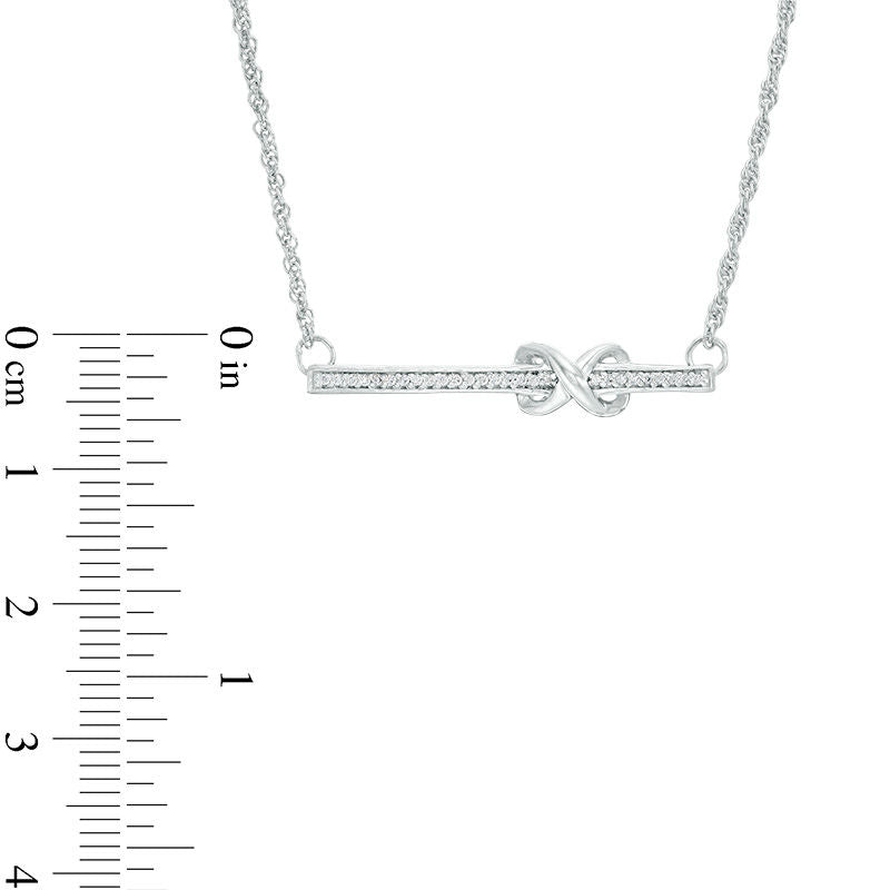 0.07 CT. T.W. Natural Diamond Infinity Knot Bar Necklace in Sterling Silver - 16.75"