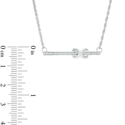 0.07 CT. T.W. Natural Diamond Infinity Knot Bar Necklace in Sterling Silver - 16.75"
