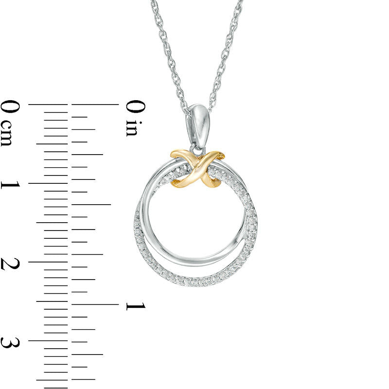 0.13 CT. T.W. Natural Diamond Infinity Knot Interlocking Circles Pendant in Sterling Silver and 10K Yellow Gold