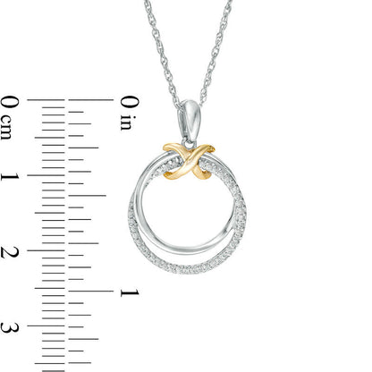 0.13 CT. T.W. Natural Diamond Infinity Knot Interlocking Circles Pendant in Sterling Silver and 10K Yellow Gold