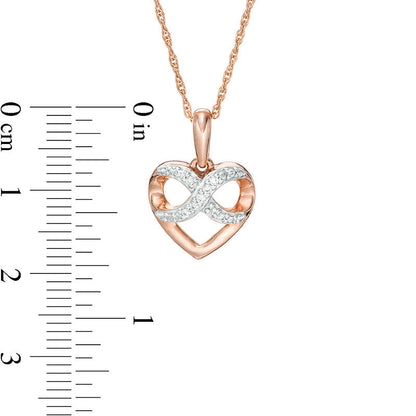 0.05 CT. T.W. Natural Diamond Infinity Heart Pendant in 10K Rose Gold