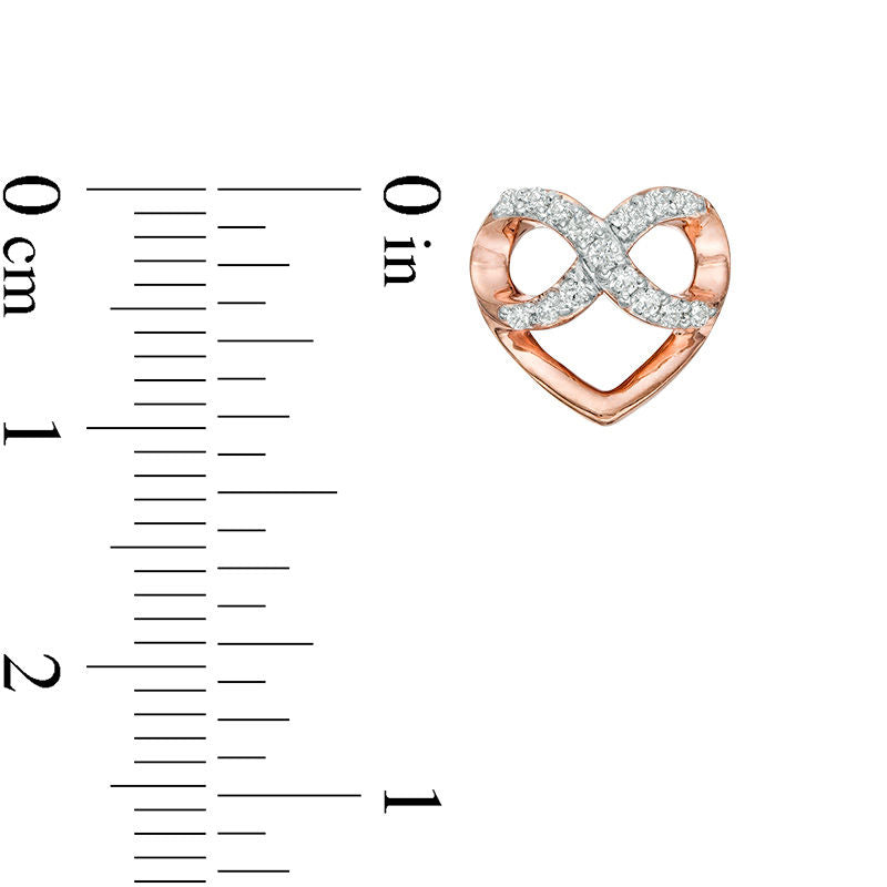 0.2 CT. T.W. Diamond Infinity Heart Stud Earrings in 10K Rose Gold