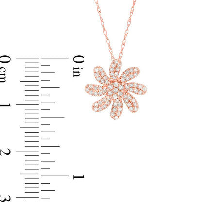 0.25 CT. T.W. Composite Natural Diamond Twirl Flower Pendant in 10K Rose Gold