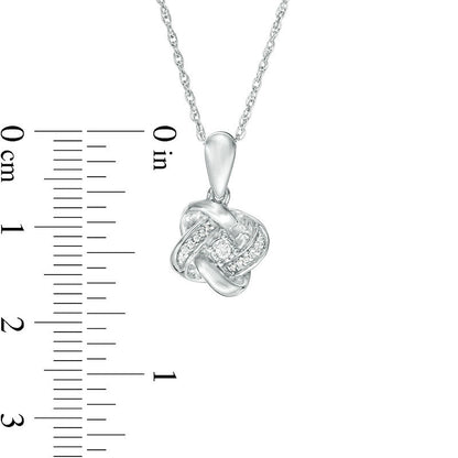 0.05 CT. T.W. Natural Diamond Love Knot Pendant in 10K White Gold