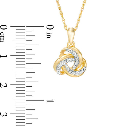 0.1 CT. T.W. Natural Diamond Love Knot Pendant in 10K Yellow Gold