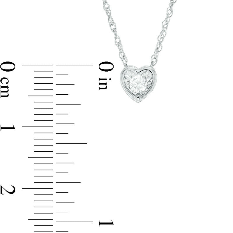 0.1 CT. Natural Clarity Enhanced Solitaire Heart-Shaped Necklace in 10K White Gold