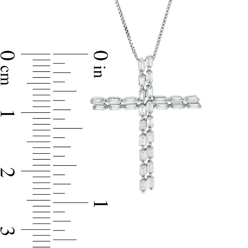 0.25 CT. T.W. Baguette Natural Diamond Cross Pendant in 10K White Gold