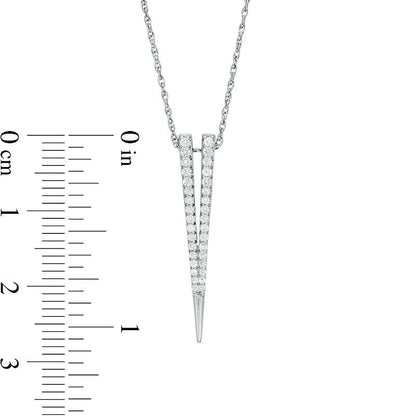 Lab-Created White Sapphire Deep "V" Pendant in Sterling Silver
