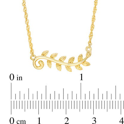 Sideways Leaf Vine Necklace in 10K Yellow Gold