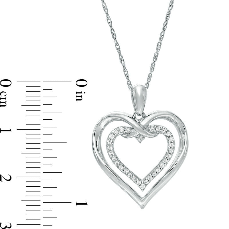 0.13 CT. T.W. Natural Diamond Intertwined Double Heart Pendant in Sterling Silver