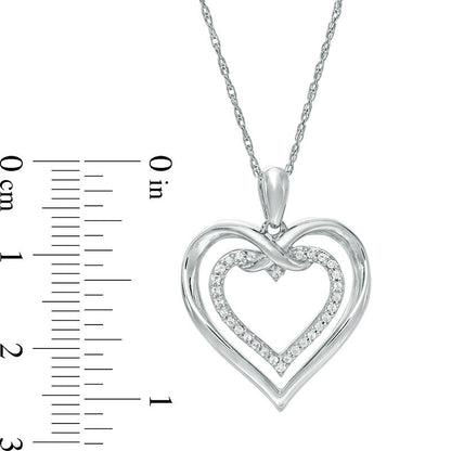 0.13 CT. T.W. Natural Diamond Intertwined Double Heart Pendant in Sterling Silver