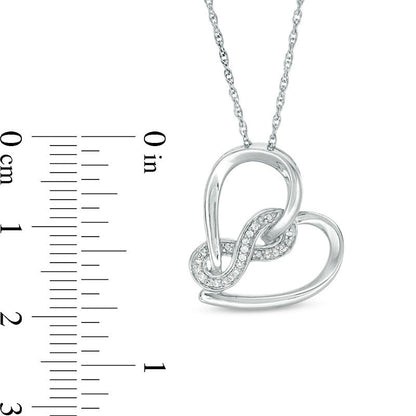 0.05 CT. T.W. Natural Diamond Infinity Wrapped Tilted Heart Pendant in Sterling Silver