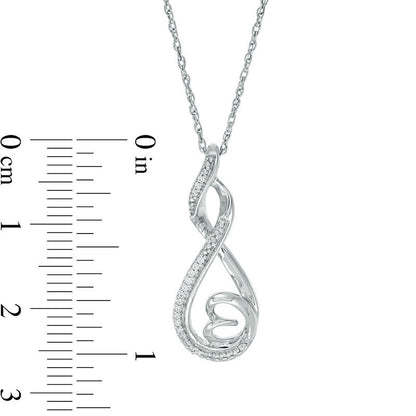 0.05 CT. T.W. Natural Diamond Infinity Looped Sideways Heart Pendant in Sterling Silver