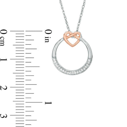 0.05 CT. T.W. Natural Diamond Open Circle Heart Knot Pendant in Sterling Silver and 10K Rose Gold