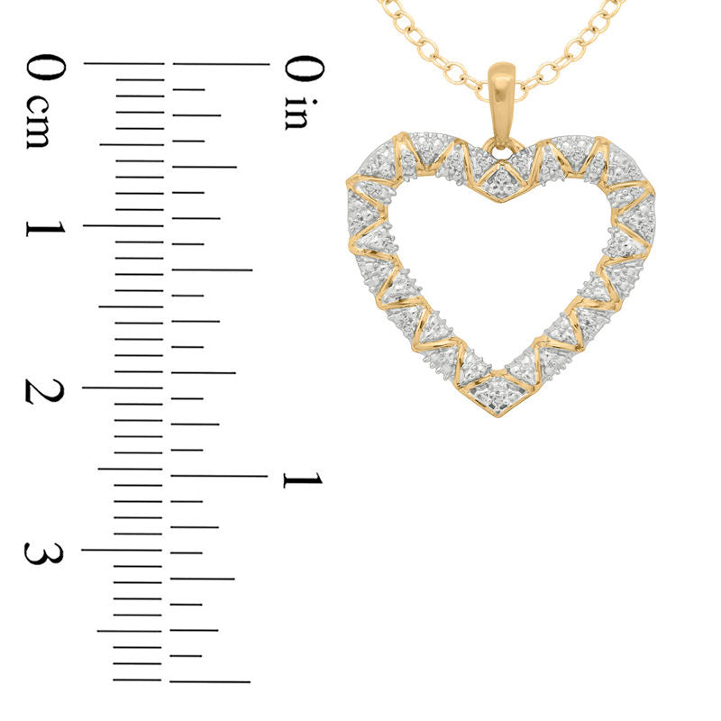 0.05 CT. T.W. Natural Diamond Zig-Zag Heart Pendant in Sterling Silver with 14K Gold Plate