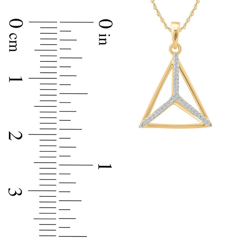 0.05 CT. T.W. Natural Diamond Geometric Triangle Pendant in 10K Yellow Gold
