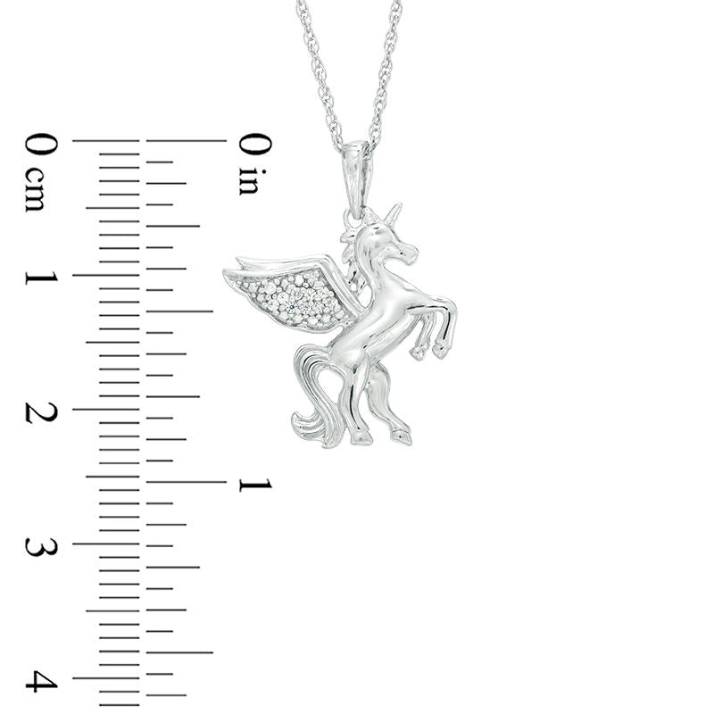 0.05 CT. T.W. Natural Diamond Winged Unicorn Pendant in Sterling Silver
