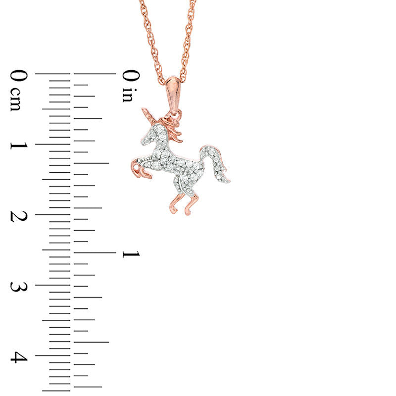 0.13 CT. T.W. Natural Diamond Unicorn Pendant in Sterling Silver with 14K Rose Gold Plate