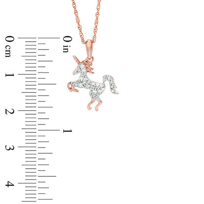 0.13 CT. T.W. Natural Diamond Unicorn Pendant in Sterling Silver with 14K Rose Gold Plate