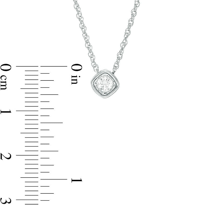 0.17 CT. Natural Clarity Enhanced Solitaire Cushion-Shaped Pendant in 10K White Gold