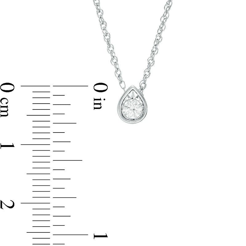 0.17 CT. Natural Clarity Enhanced Solitaire Teardrop Pendant in 10K White Gold