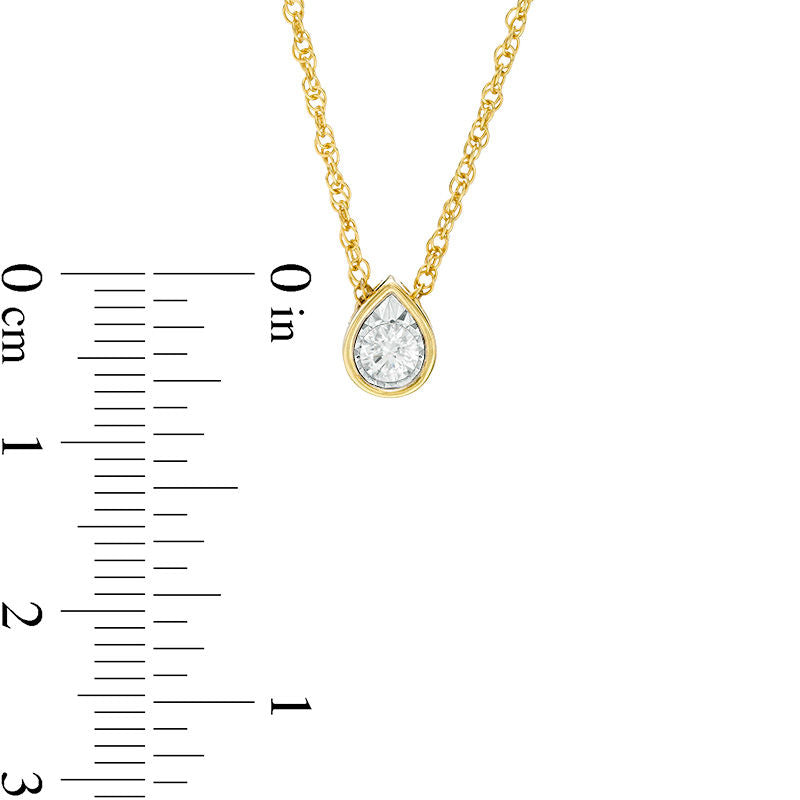 0.17 CT. Natural Clarity Enhanced Solitaire Teardrop Pendant in 10K Yellow Gold
