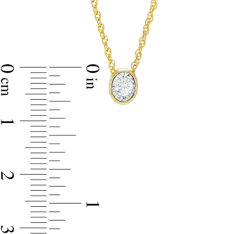 0.17 CT. Natural Clarity Enhanced Solitaire Oval-Shaped Pendant in 10K Yellow Gold