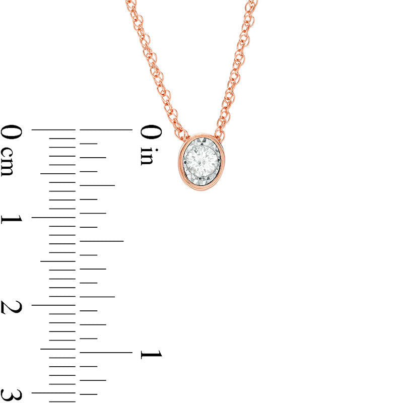 0.17 CT. Natural Clarity Enhanced Solitaire Oval-Shaped Pendant in 10K Rose Gold