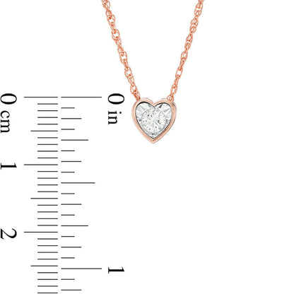 0.17 CT. Natural Clarity Enhanced Solitaire Heart-Shaped Pendant in 10K Rose Gold