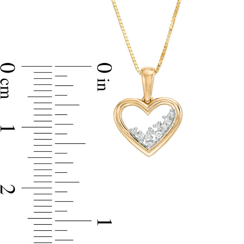 Natural Diamond Accent Scatter Heart Pendant in 10K Yellow Gold