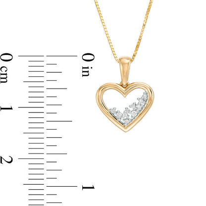 Natural Diamond Accent Scatter Heart Pendant in 10K Yellow Gold