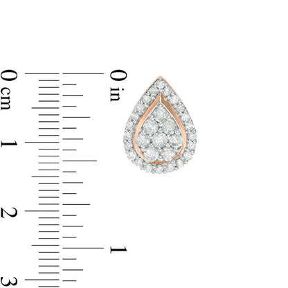 1 CT. T.W. Composite Diamond Teardrop Frame Stud Earrings in 10K Rose Gold
