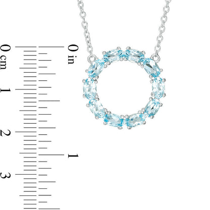 Oval Blue Topaz Circle Necklace in Sterling Silver