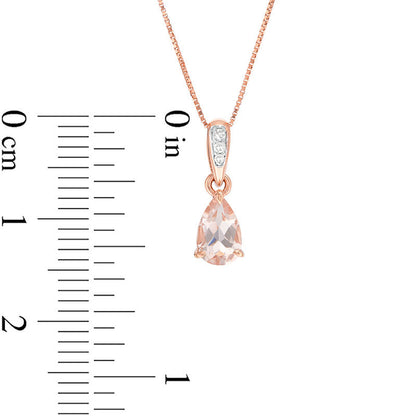 Pear-Shaped Morganite and Natural Diamond Accent Pendant in 10K Rose Gold