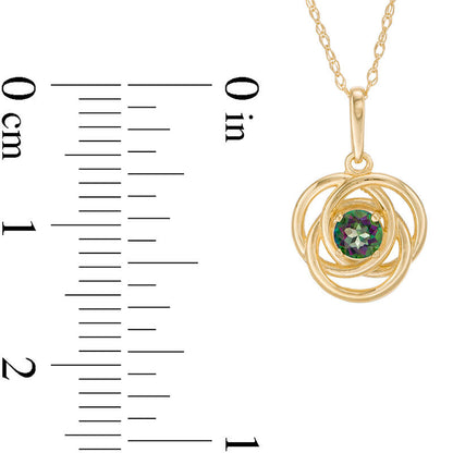3.5mm Mystic Fire® Topaz Love Knot Drop Pendant in 10K Yellow Gold