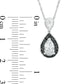 Pear-Shaped Lab-Created White Sapphire and 0.1 CT. T.W. Enhanced Black Diamond Frame Drop Pendant in Sterling Silver