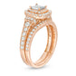 1 CT. T.W. Princess Cut Diamond Vintage Style Double Frame Engagement Bridal Set in 14K Rose Gold