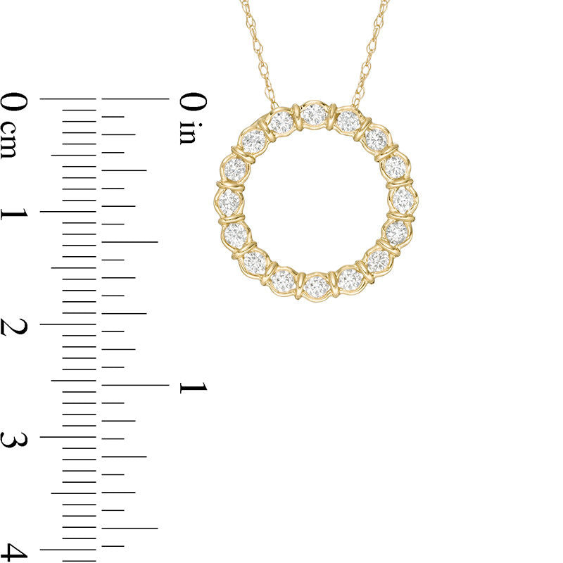 0.5 CT. T.W. Natural Diamond Collar Open Circle Pendant in 10K Yellow Gold