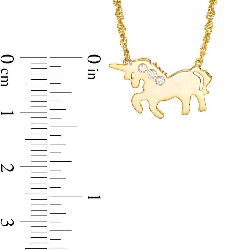 Natural Diamond Accent Three Stone Unicorn Necklace in Sterling Silver with 14K Gold Plate