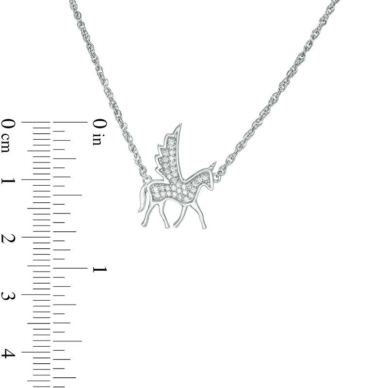 0.1 CT. T.W. Natural Diamond Winged Unicorn Necklace in Sterling Silver - 17.25"