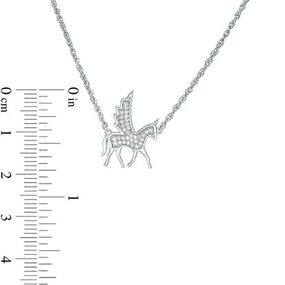 0.1 CT. T.W. Natural Diamond Winged Unicorn Necklace in Sterling Silver - 17.25"