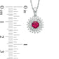 Lab-Created Ruby and 0.25 CT. T.W. Diamond Sunburst Frame Pendant in Sterling Silver