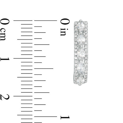 0.63 CT. T.W. Marquise and Round Diamond Multi-Row Hoop Earrings in 10K White Gold