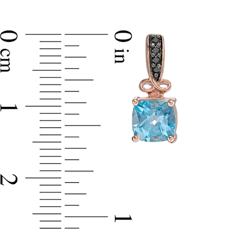 Cushion-Cut Blue Topaz and 0.05 CT. T.W. Enhanced Black Diamond Infinity Drop Earrings in 10K Rose Gold