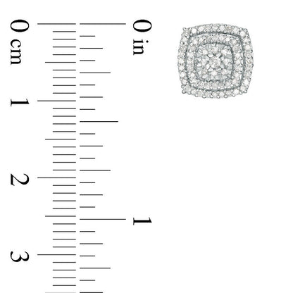 0.38 CT. T.W. Composite Diamond Double Cushion Frame Stud Earrings in 10K White Gold
