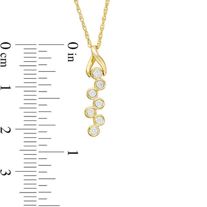 0.13 CT. T.W. Natural Diamond Twist Bezel-Set Scatter Pendant in 10K Yellow Gold