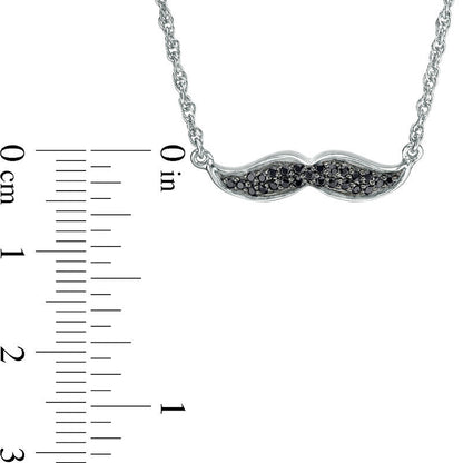0.1 CT. T.W. Enhanced Black Natural Diamond Mustache Necklace in 10K White Gold